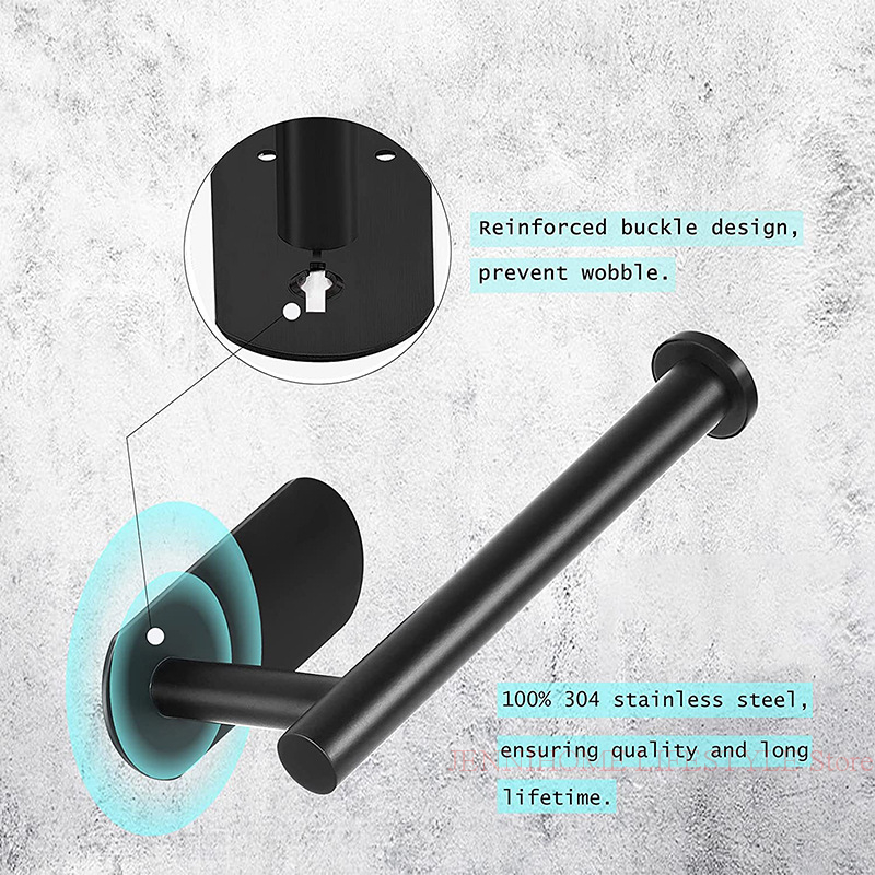 Lijm Wc Papierrolhouder Organizer Wall Mount Zwart Opslag Stand Keuken Badkamer Tissue Handdoek Dispenser Roestvrij