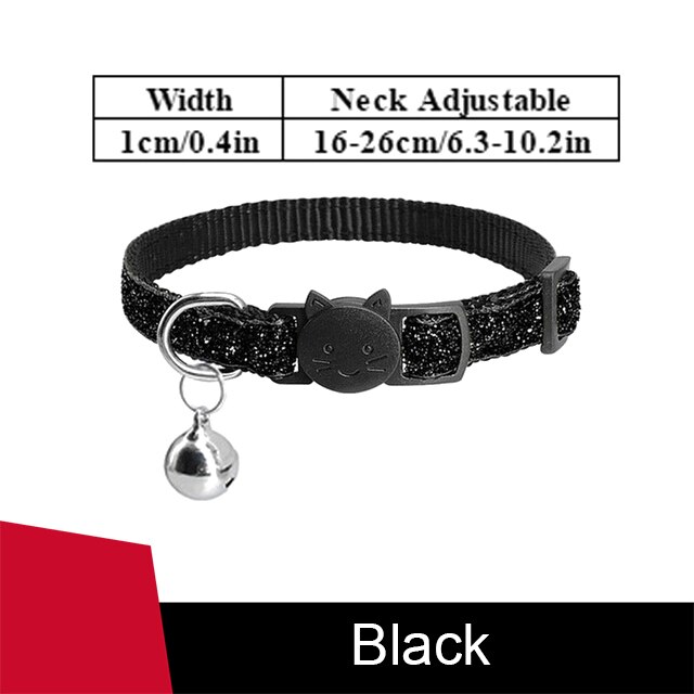 Breakaway Cat Collar with Bell Flea Cat Collar for Cats Cute Cat Collar Pet Product Cat Collar Charm Quick Release Cat Collar: Black