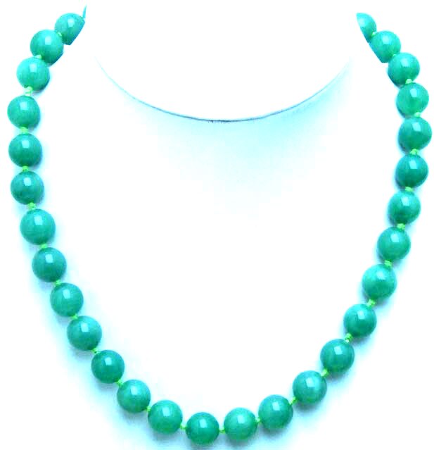 Qingmos Natural 12mm Round Light Green Jades Necklace for Women with Genuine Stone Necklace Chokers 18" Jewelry nec8406