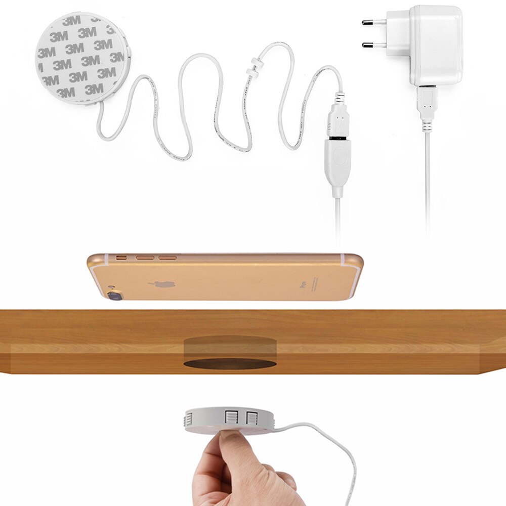 Qi usynlig trådløs oplader bord opladningsplade møbelbord indlejret til iphone 11 xiaomi let med skridsikre tænder