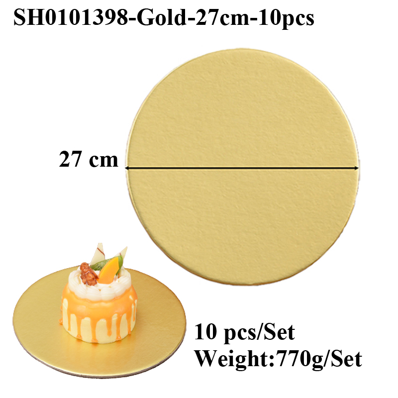 SHENHONG Golden 10-40CM Disposable Cake Circle Base Boards Round Coated Cakeboard Cake Plate Decorations Pastries Displays Tray: Brown