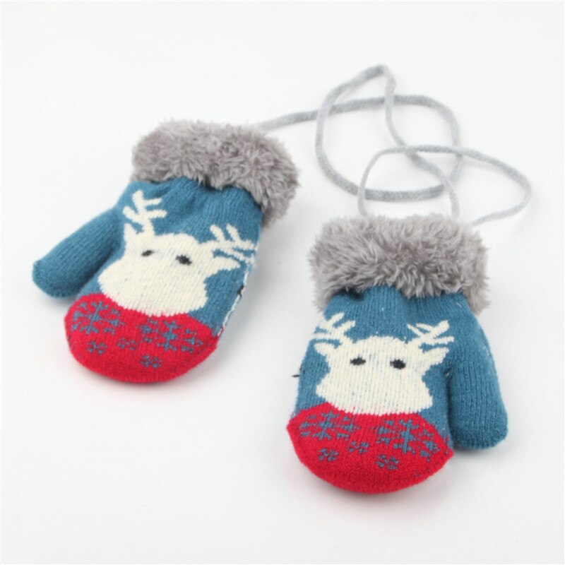 2-6T guanti per bambini caldi spessi più velluto bambini ragazze ragazzi guanti a maglia inverno bambini bambino corda guanto regalo di natale: D