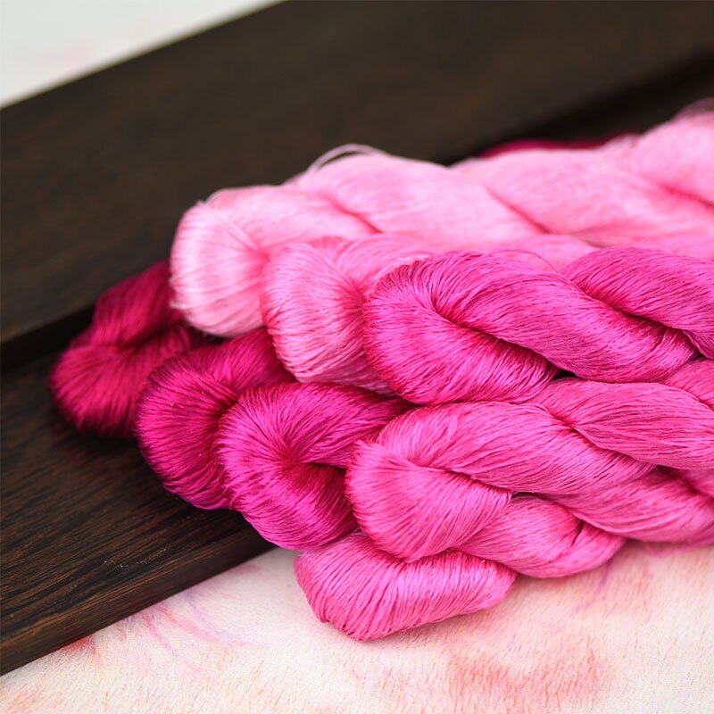 Hilo de seda para bordar, 100% seda, bordado a mano, punto de cruz, serie rosa, 8 colores degradados