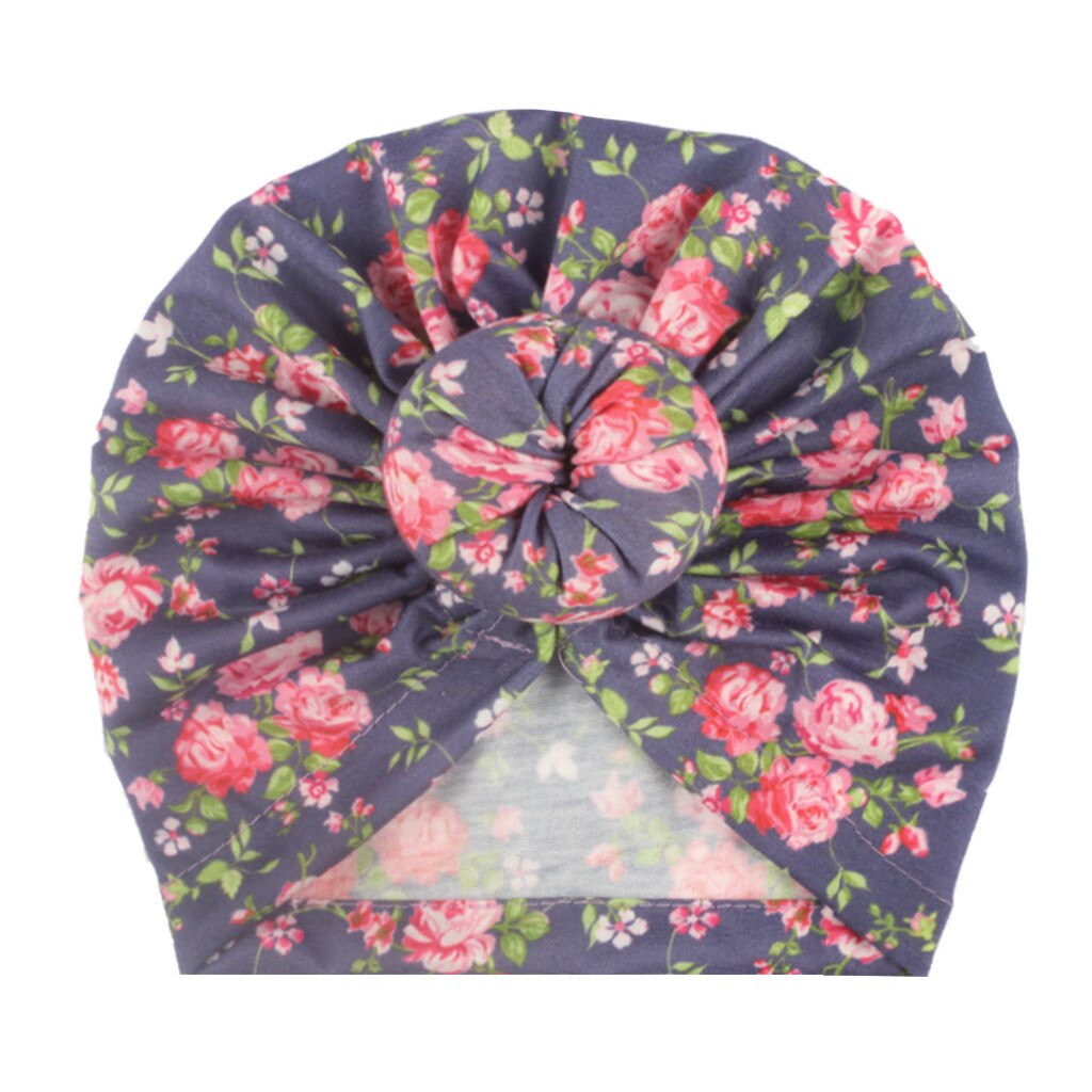 Baby Spullen Bloemenprint Baby Meisje Hoed Met Geknoopt Baby Beanie Baby Meisjes Jongens Accessoires Cap Voor Meisjes Kid hoeden # P30