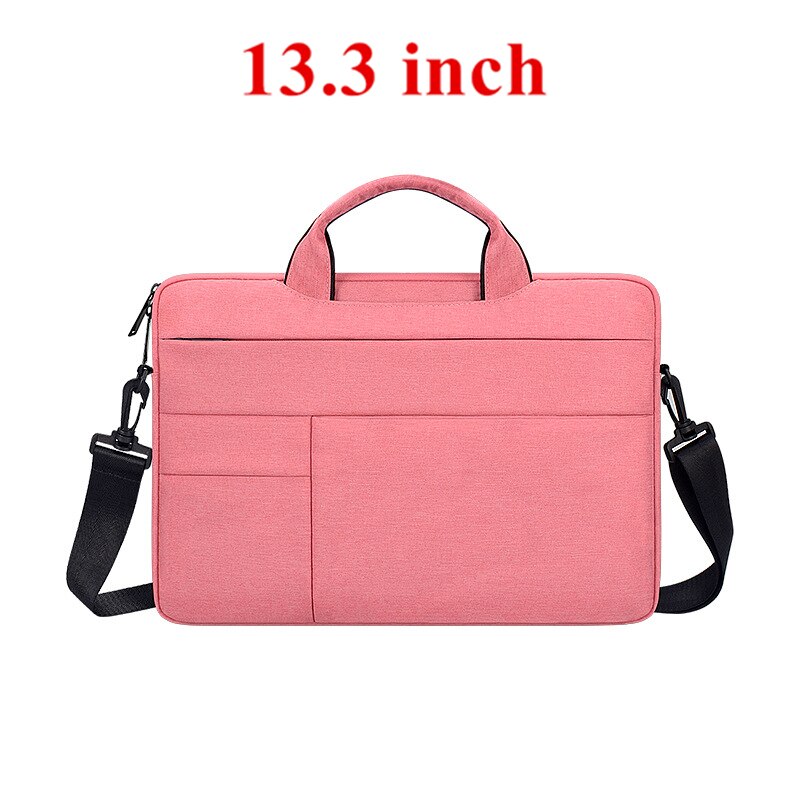 Portable Hand Office Notebook Laptop Bag For Men Women Briefcase Waterproof Pocket Case Computer Shoulder Handbag 13 14 15.6 PC: Pink 13.3 inch