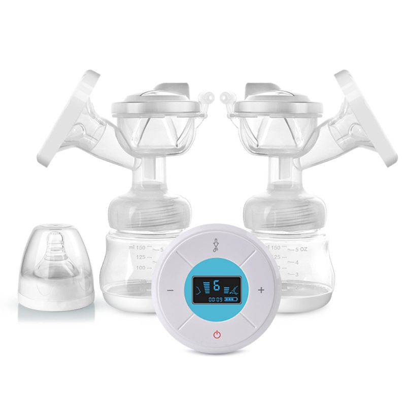 Elettrica Doppia Pompa Del Seno Kit con 2 Bottiglie di Latte di Latte Estrattore Del Bambino Assistente di Allattamento Al Seno Massager Del Seno: Blu