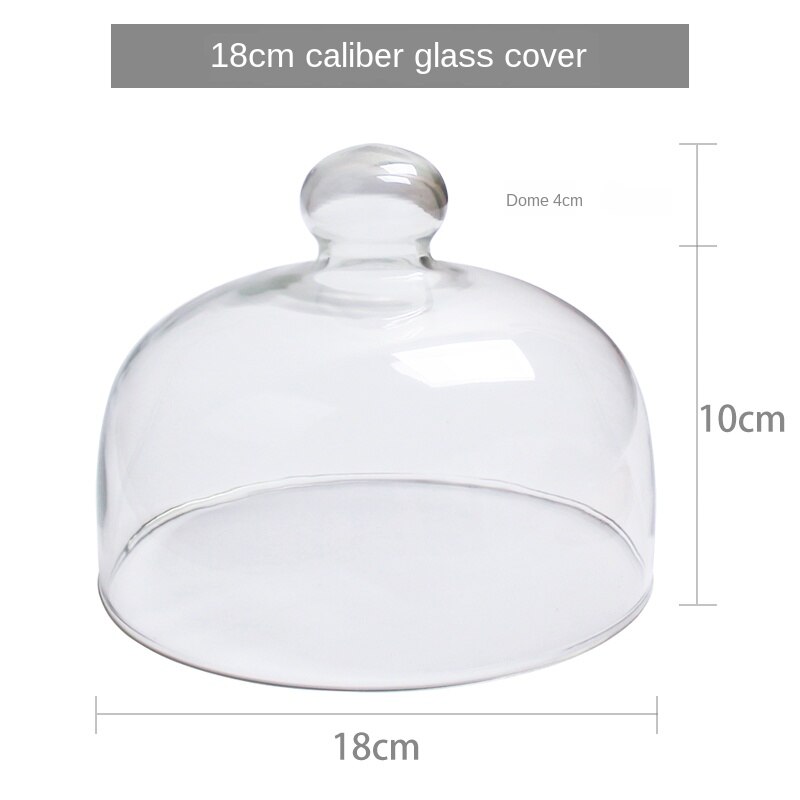 Cake Display Tray, Bread Dessert Tray with Transparent Glass Cover, Simple Multifunctional Cake Accessory Fruit Tray: 1pcs-M