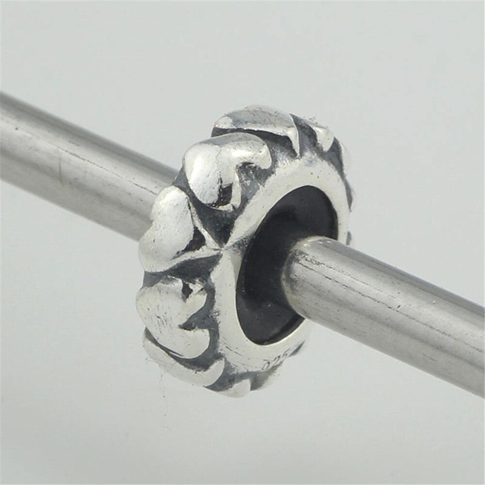 Authentic 925 Sterling Silver Spacer Stopper Heart Flower Bead Charm Fit European Style 3mm Bracelet Jewelry