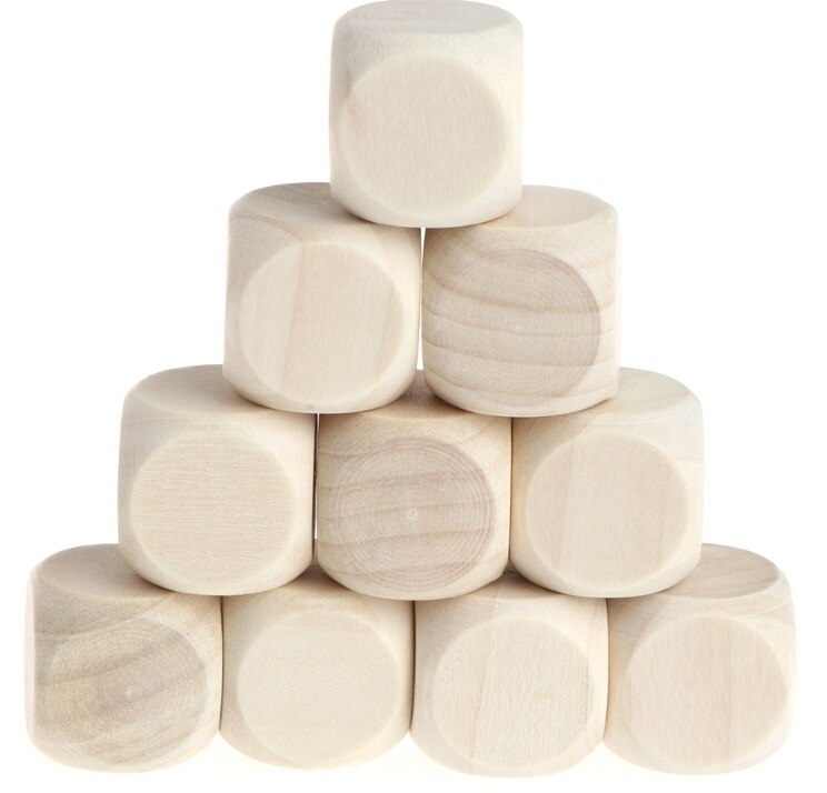 10Pcs 6 Zijdig Blank Hout Dice Party Familie Diy Games Afdrukken Graveren Kid Speelgoed: 18