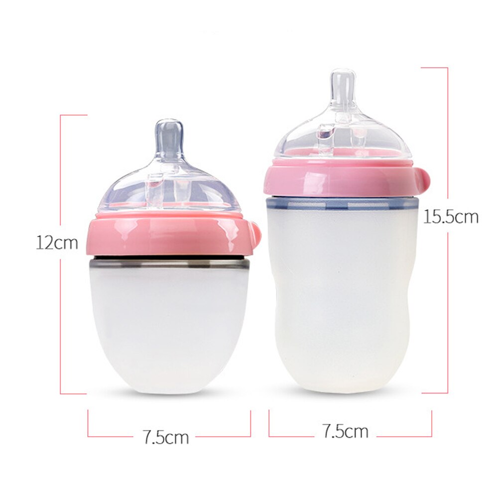 150ml & 250ml baby modermælk flaske bred hals blød silikone fodring container spædbarn drikke vandflaske børn ammende flasker