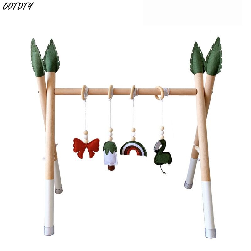 1Set Nordic Style Baby Gym Play Nursery Sensory Ring-pull Toy Wooden Frame Infant Room Toddler Clothes Rack Kids Room Decor: 3