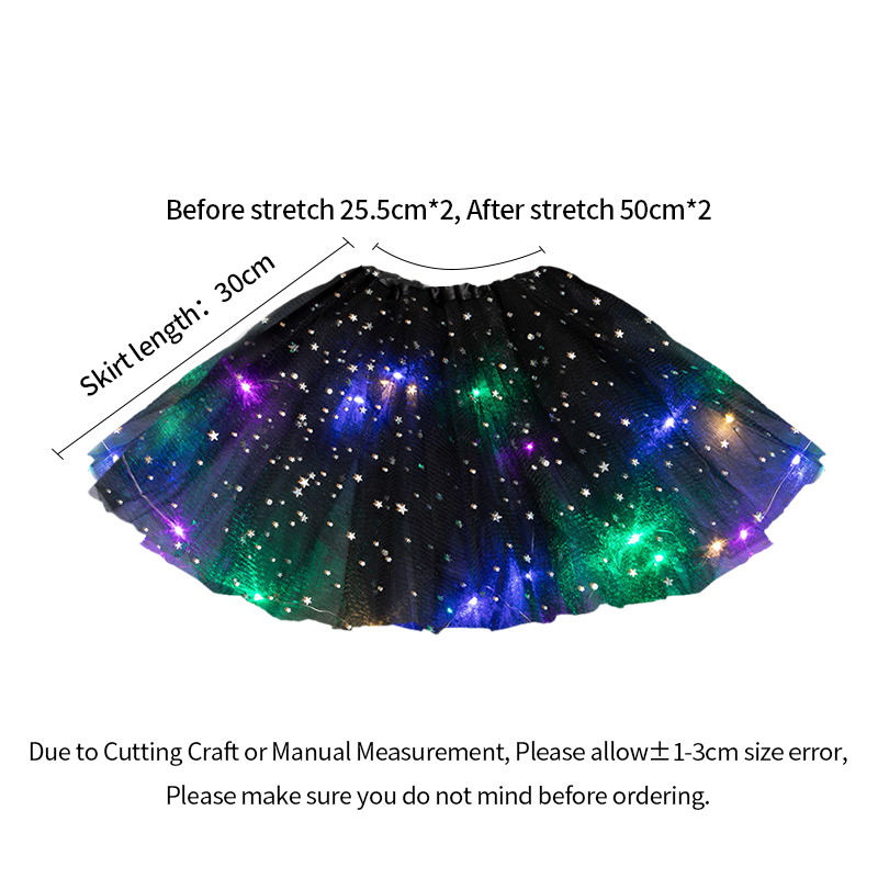 YOMDID Girls Tutu Skirts With Neon LED Light Glow Princess Ballet Stage Dance Short Dress Kids Fairy Miniskirt Birthday