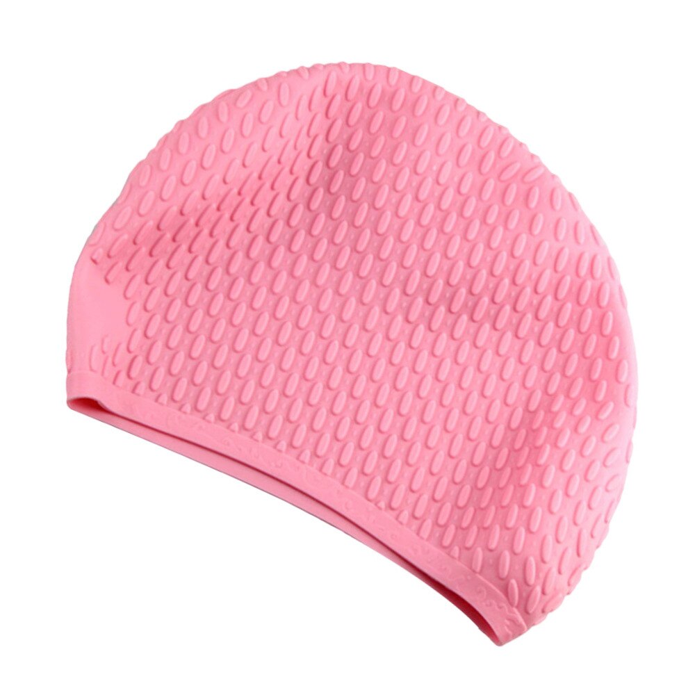 1pc Swimming Cap Durable Practical Useful Silicone Cap Long Hair Ear Protection Swim Caps Swim Pool Hat for Female Ladies: Pink