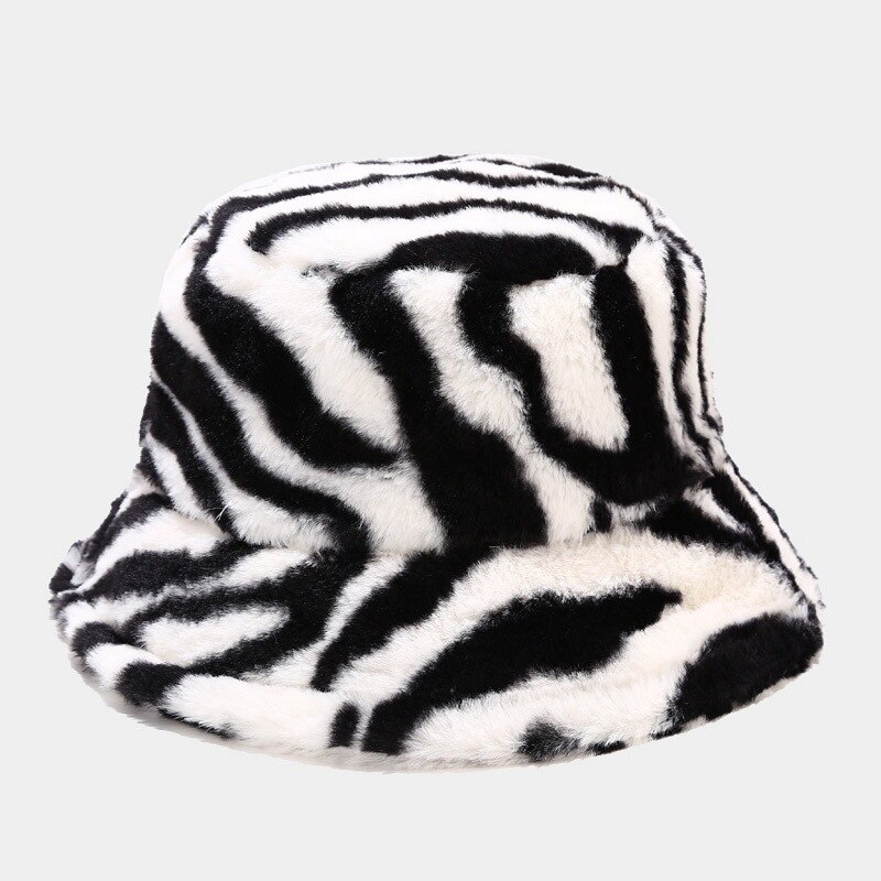algodón patrón de cebra sombrero de cubo sombrero de pescador de viaje al aire libre sombrero para el sol gorra sombreros para hombres y mujeres 291: Blanco
