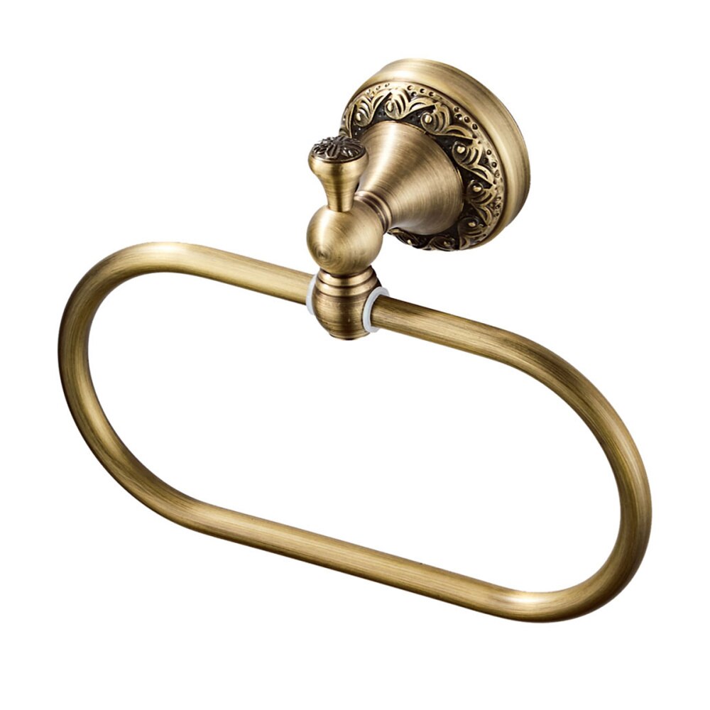 Toallero de cobre de estilo Retro, gancho colgante ovalado, soporte de estante de toalla montado en la pared, accesorios de baño clásicos