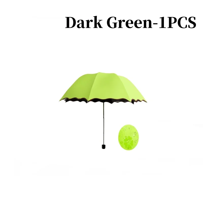 Paraguas para incubar agua, marco de sombrilla de mano, paraguas de viaje para lluvia, protección UV de 3 pliegues, paraguas que cambia de Color: Negro