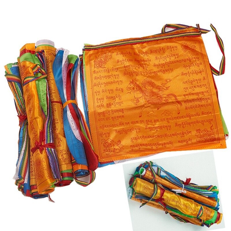 Banderas religiosos budista tibetano, suministros con estampado a color, Bandera de oración, seda Artificial, Tíbet, Lung, Ta, Banner, 3 tamaños