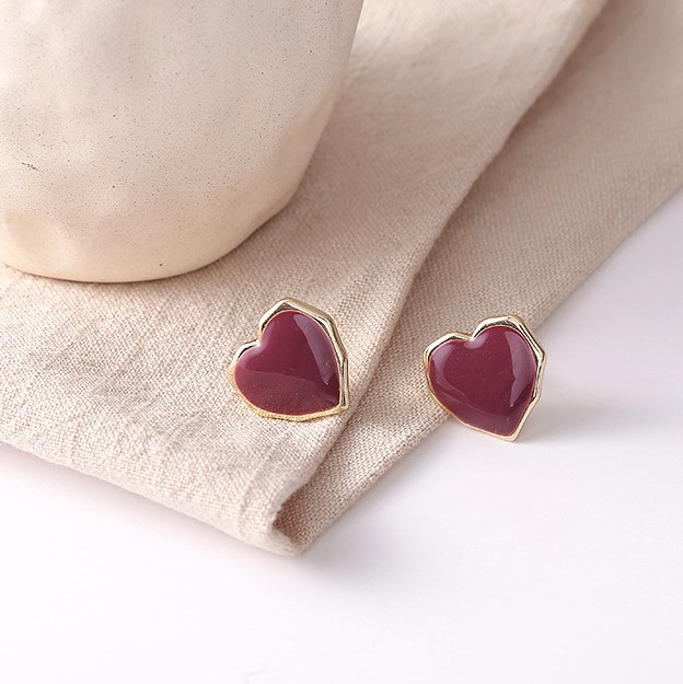 Brincos de gota bonitos em forma de coração feminino vintage moda verde e branco amor pendientes brincos para mulheres jóias presentes: MARROM