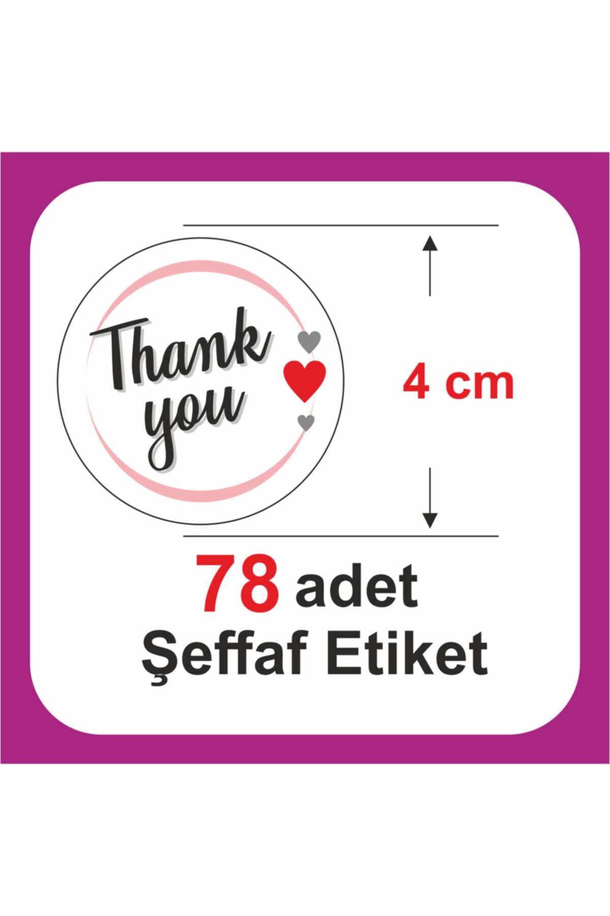 78 pcs Transparent Thank You Sticker Label