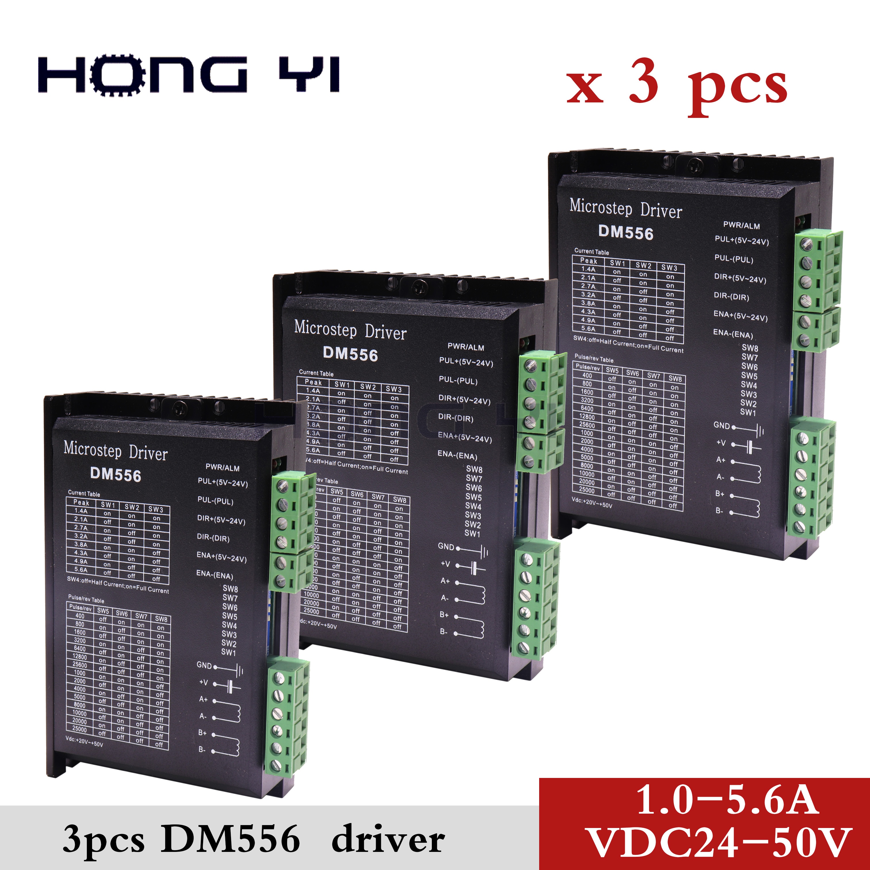 3Pcs DM556 Driver Stappenmotor 2 Fase 5.6A Voor 57 86 Stappenmotor Controllerdigital NEMA17 NEMA23 NEMA34Stepper Motor