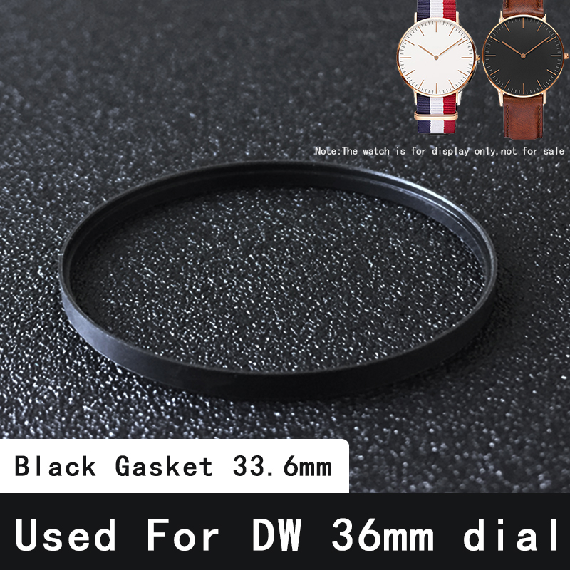 Guarnizione per orologio nera bianca DW 37.6 33.8 33.6 31.3 30.3 29.5 23.6mm diametro utilizzato per cassa frontale vetro rondella di plastica orologio sostituire parte: nero 33.6mm