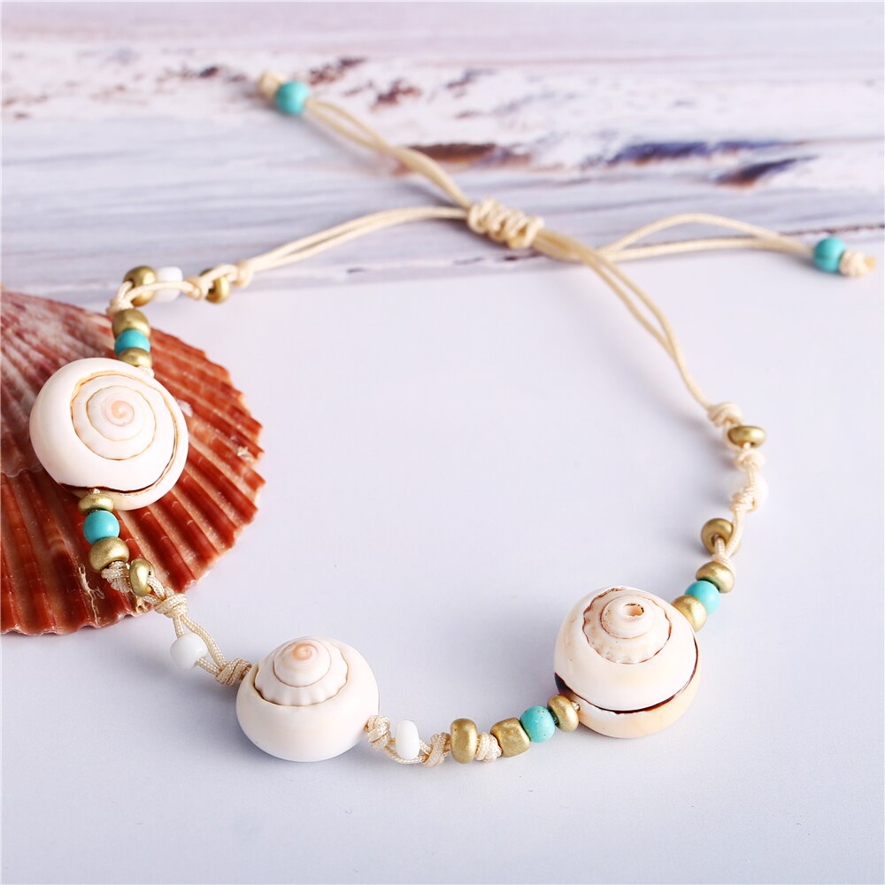 Vintage Boho Metalen Wit Seashell Beach Enkelbanden Voor Vrouwen Gold Enkelband Armbanden Op De Been Vrouwelijke Voet Sieraden Party