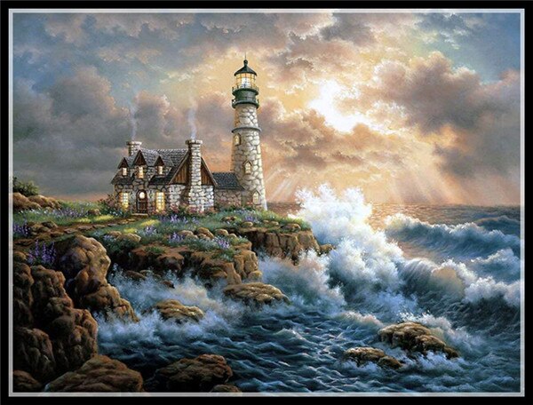 Diamond Embroidery Landscape 5D DIY Cross Stitch Pattern Full Round Diamond Mosaic Set Wall Decoration: Light Grey