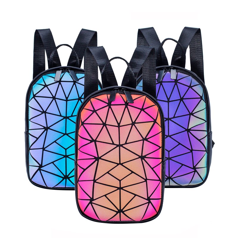 Luminous geometric rhombus bag women's all-match handbags multi-function shoulder bag backpack wallet chest bag