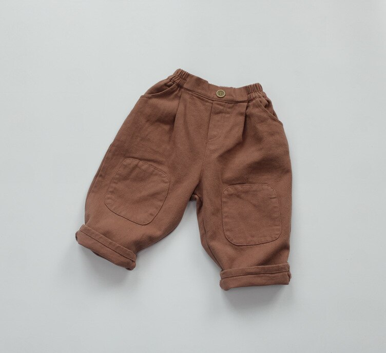 2020 Bambini di autunno Casual Pantaloni Stile Coreano Del Bambino di Patch Pantaloni dei Ragazzi di Colore Puro