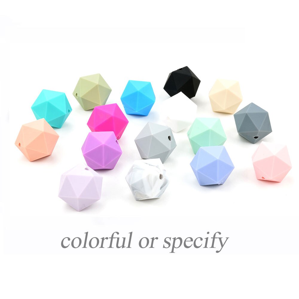 LOFCA 10 części/partia kulki silikonowe do ząbkowanie naszyjnik biżuteria DIY koraliki Icosahedron lepiej niż sześciokąt: multicolor