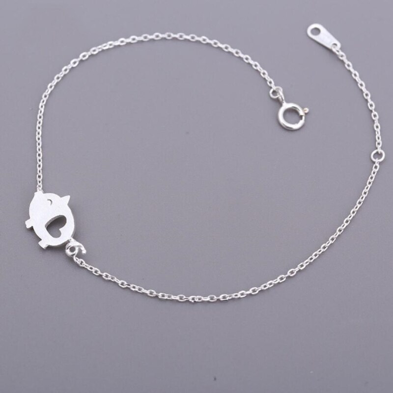 WYEAIIR Hand-drawing Cute Pig Hollowing Out Sweet Literary Simplicity 925 Sterling Silver Female Resizable Bracelets