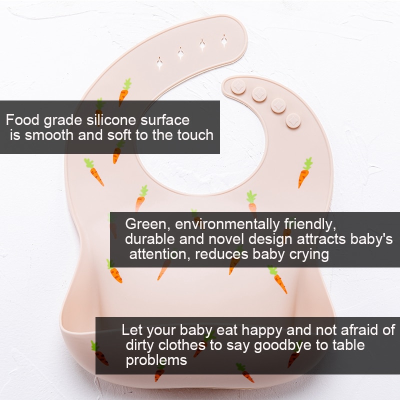 1pc haklappar silikon vattentät mjuk silikon haklapp tecknad morot baby matning saliv handduk djur justerbara dukar babyprylar