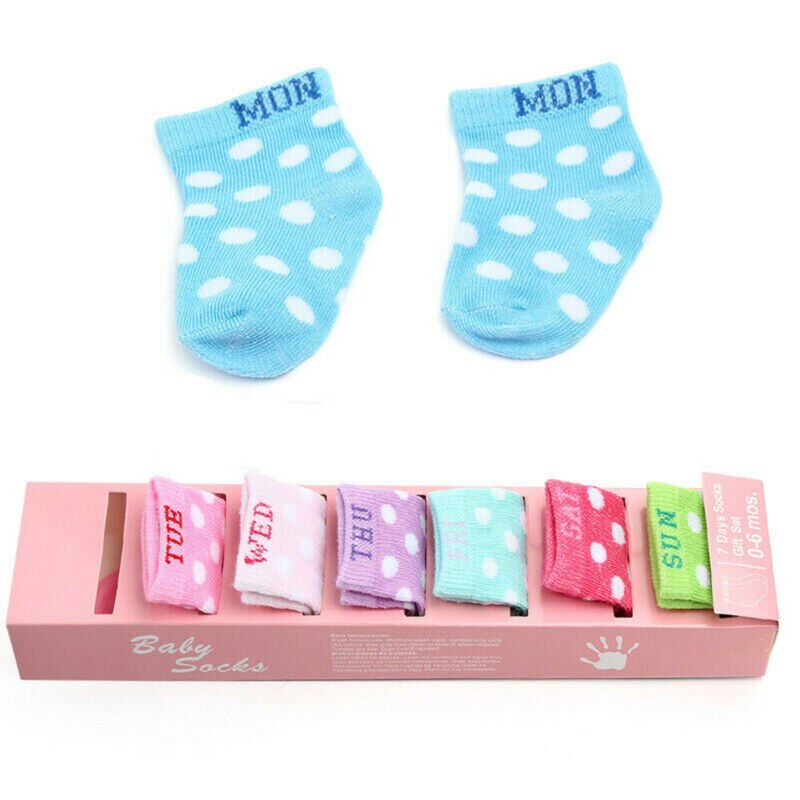 Calcetines de algodón transpirables para bebés, calcetín cómodo para niños y niñas, 7 pares, para la Semana del