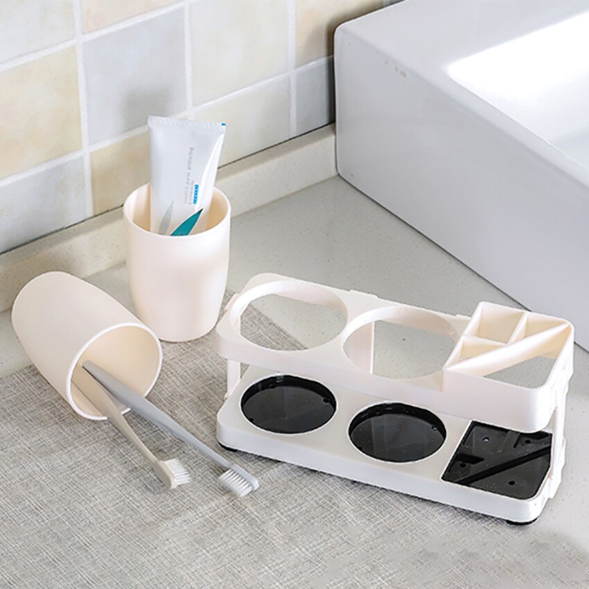 Łazienka półka kubki kubek organizacja przechowywania uchwyt na szczoteczki i pastę robić zębów stojak spustowy kemping podróży ociekaczem suche gospodarstwa domowego
