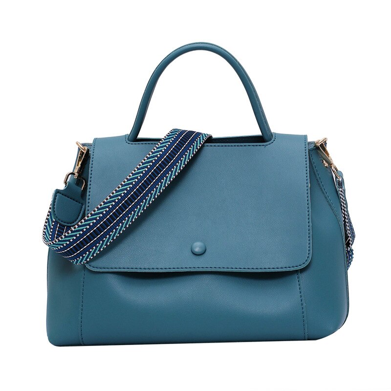 Simply PU Leather Crossbody Bag For Women winter Solid Color Shoulder Messenger Bag Lady Chain Travel Small Handbag: Blue