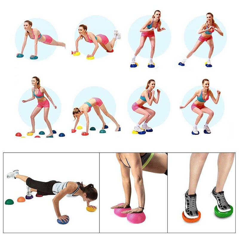 Spiky media pelota para Yoga y masaje de pies, bolas de 16cm de PVC, para ejercicio físico, Pilates, ejercicio físico, entrenamiento de habilidad