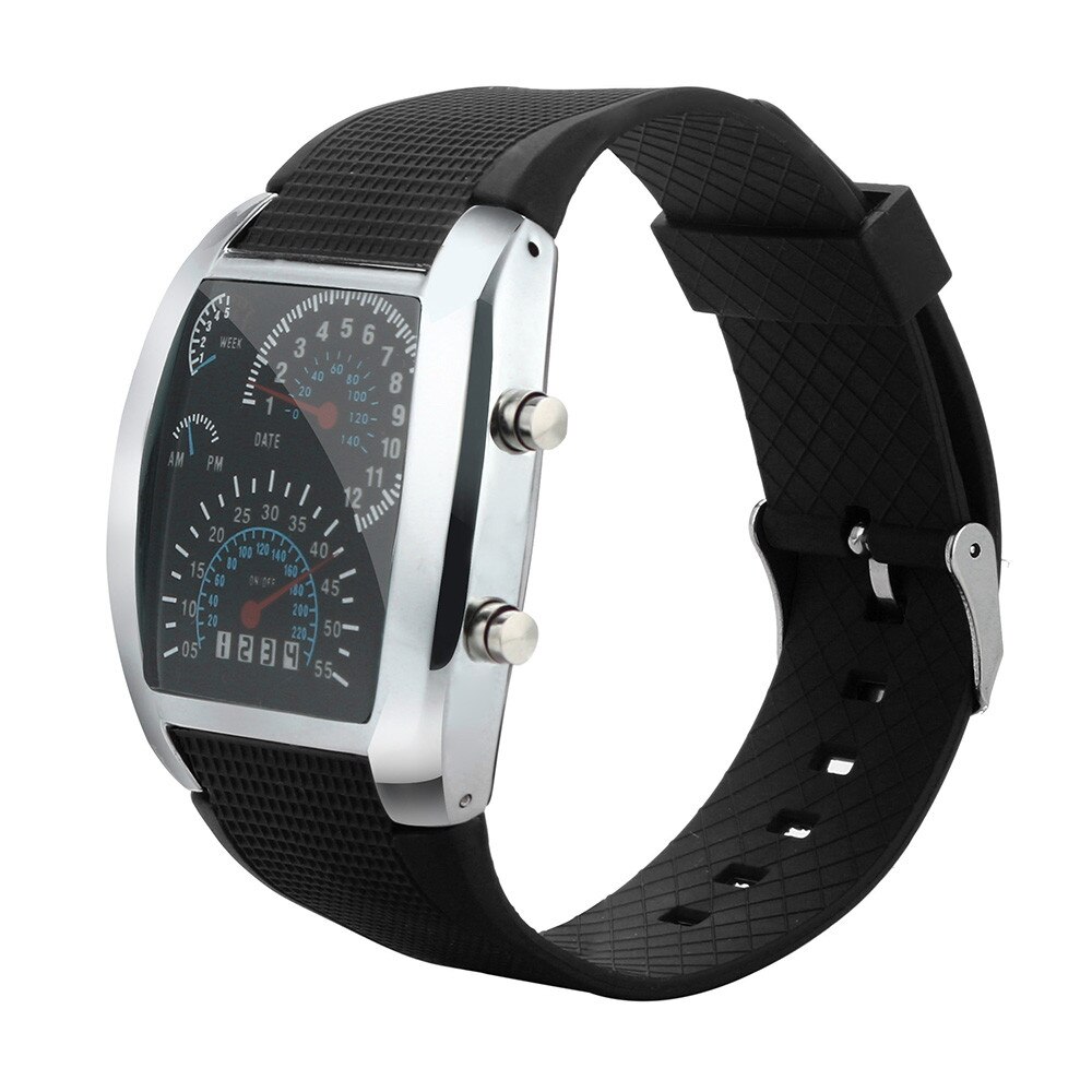 Hommes montres lumière Led Flash Turbo compteur de vitesse sport cadran compteur montre horloge Simple numérique analogique montres Relogio: Default Title