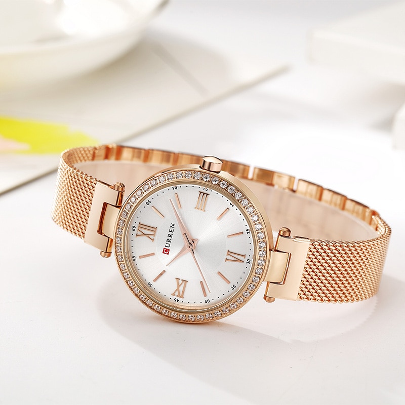 Curren roségouden horloge dameshorloges dameshorloges roestvrij staal dameshorloges armbandhorloges vrouwelijke relogio feminino montre femme 9011