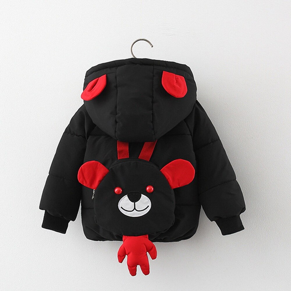 Kinderen Warme Winter Baby Meisjes Jongens Jas Zuigelingen Kids Katoen Gevoerde Capuchon Dikker Cartoon Parka Uitloper Casacos Jassen S11635: Black / 12m