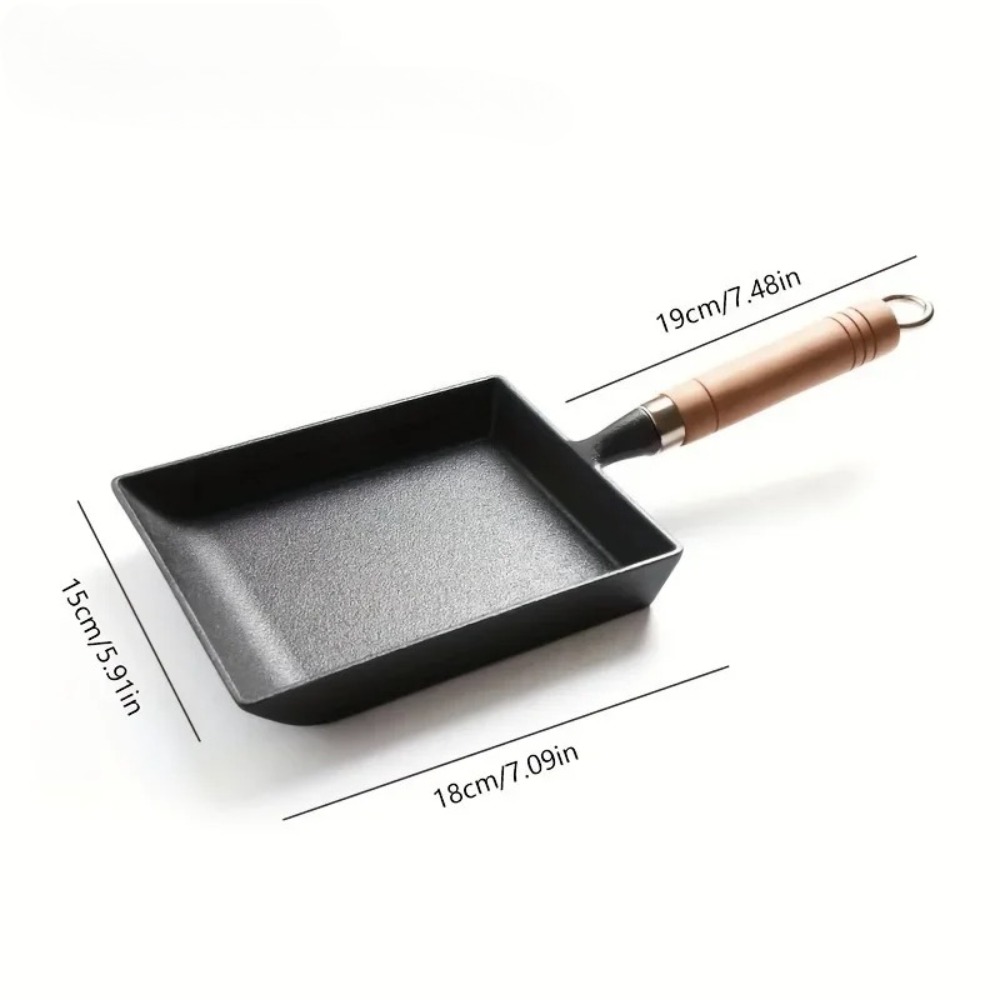 Square cast iron omelet black non-stick frying pan for frying eggs pancakes frying pan cooking tools reusable easy to clean