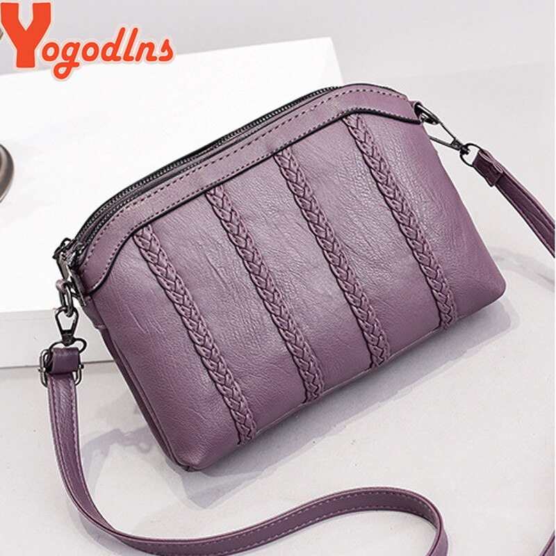 Yogodlns Double poches sacs à bandoulière en cuir souple PU femmes sac à bandoulière avec deux sangles épaule femme sacs de messager noir