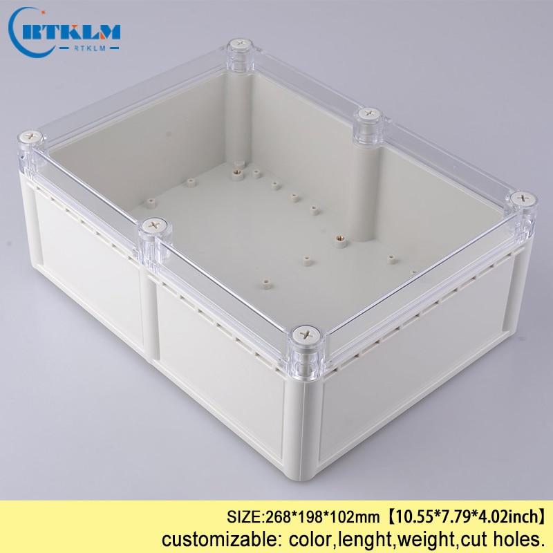 Waterproof junction box transparent for electronic projects circuits abs plastic enclosure box diy instrumen case 268*198*102mm