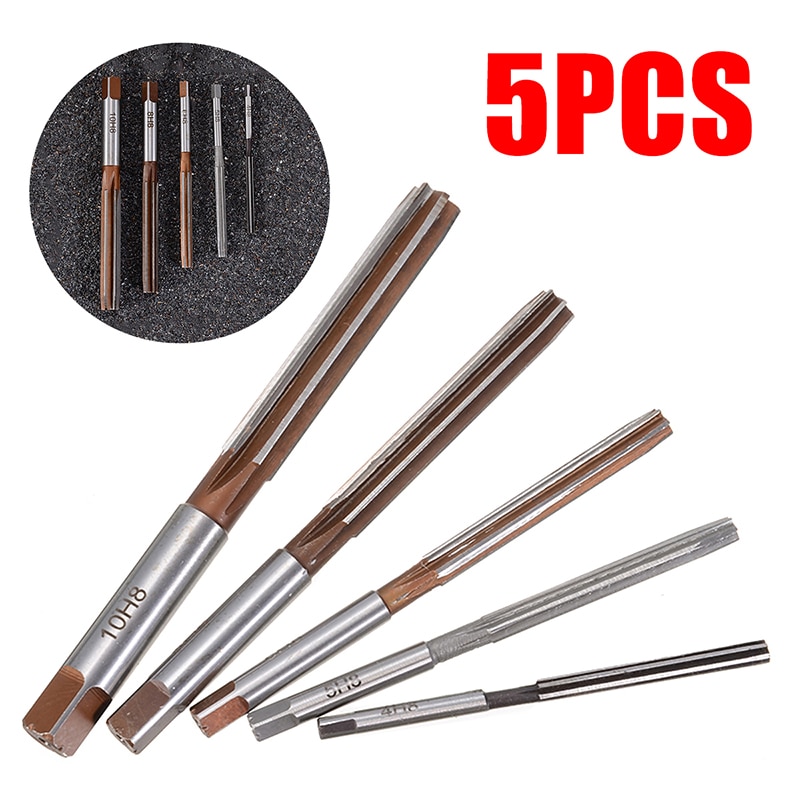 5pcs H8 Chucking Straight Shank Hand Reamers Set 6 Flutes 4mm/5mm/6mm/8mm/10mm For Metal Tools Cutting Mayitr