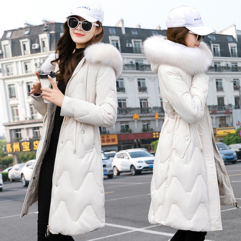 Winterjas voor dames met bontkraag, capuchon, lange jas, katoenen gewatteerde jassen, damesjas, warme bovenkleding, manteau femme hiver  p826