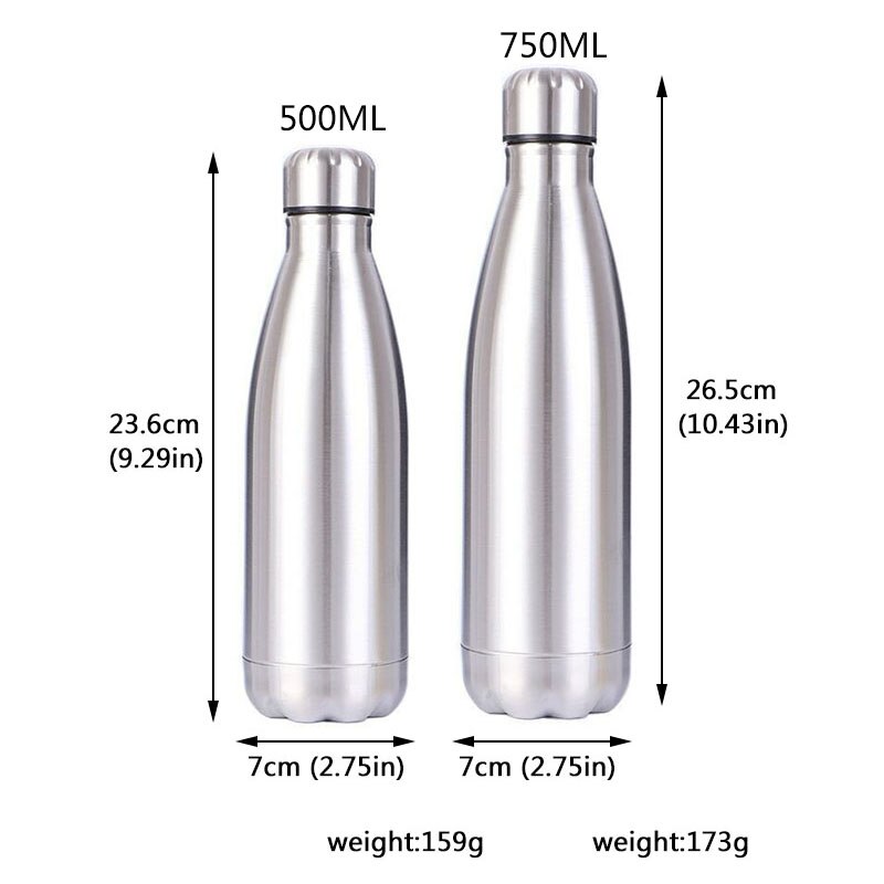 350/500/750Ml Rvs Water Fles Solid Colr Sport Drink Fles Reizen Wandelen Paardrijden Keuken Water flessen Bike Fles