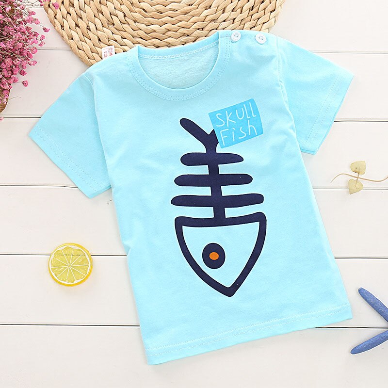 Kinderen Korte Mouwen T-shirt Voor Jongen/Meisjes 2-9 Jaar Tieners Kinderachtig Katoen Karakter Fishbone Zebra donkey Kids Tops Tee