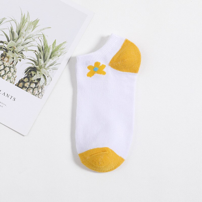 LJIQQ 5 pares kawayi bonito engraçado feliz menina socks primavera verão meias barco meias de alta qualidade: E