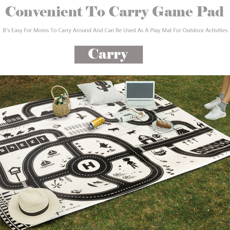 Road Map Carpet for Kids 130*100CM Parking Lot Roadmap City Traffic Map of Road Carpet Traffic Signs Baby Climbing Play Mat Toys