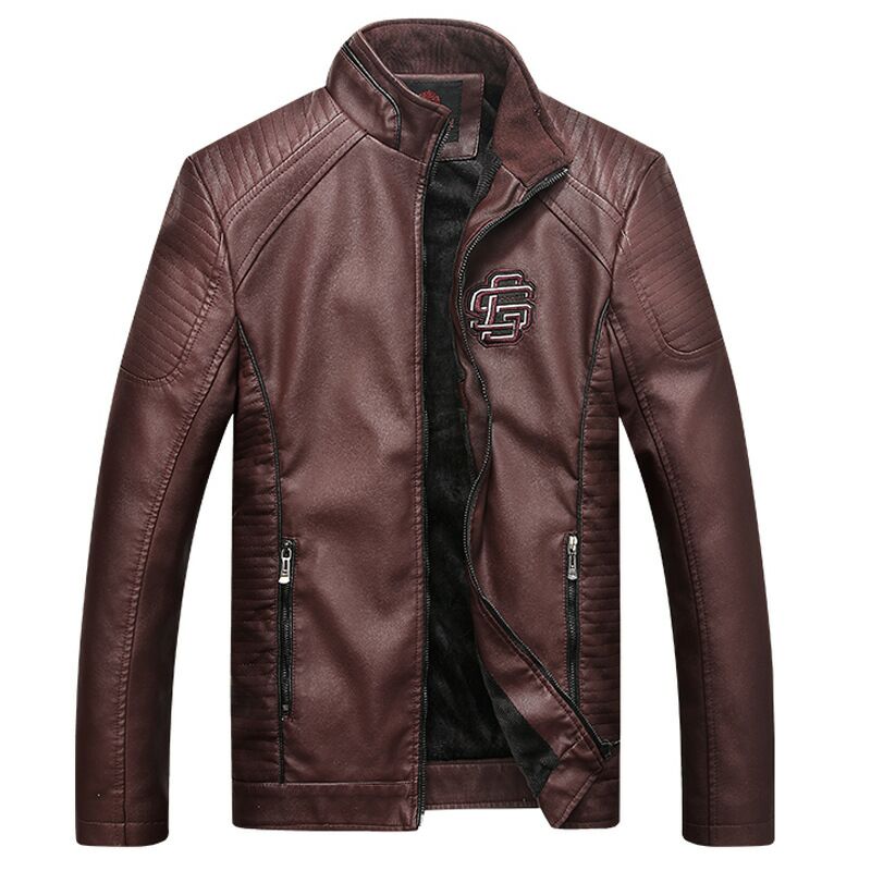 Faux Leather Jackets Men Classic Motorcycle Bike Cowboy Jacket Asian Size Winter Warm Coat Male Thick Coats 5XL 16: Brown / XXXL