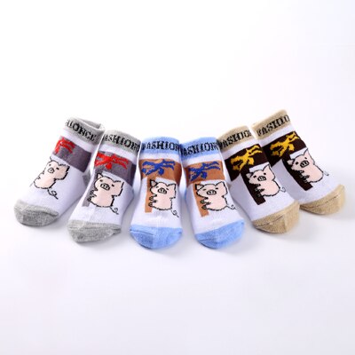 Chaussettes courtes pour bébés 0-1 ans | Chaussettes en coton pour bébés garçons, mignonnes, dessin animé animaux, 3 couleurs/paquet: comb 1